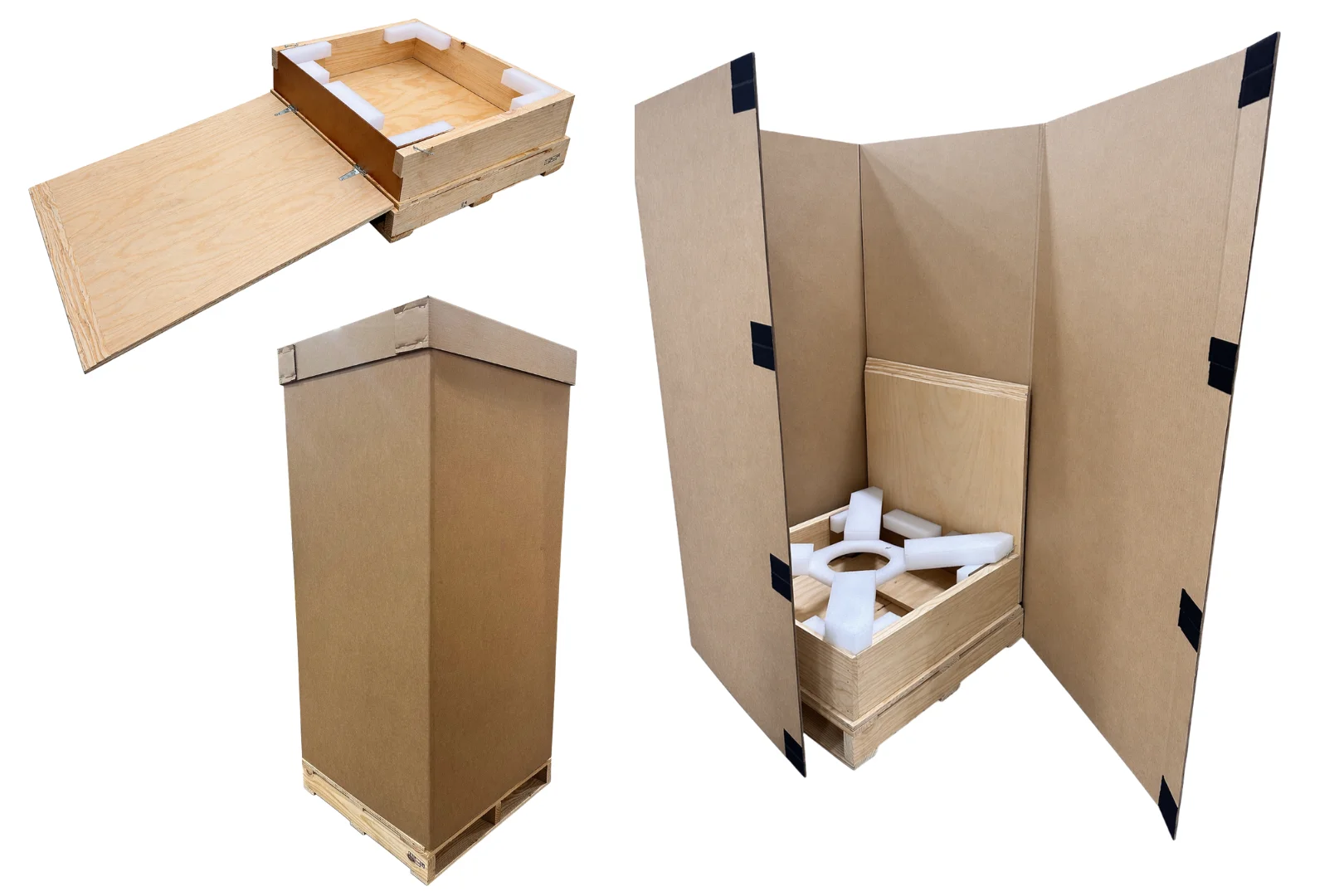 Heavy-duty, double-wall corrugated container with foam cushioning and loading ramp, custom-designed by GPC