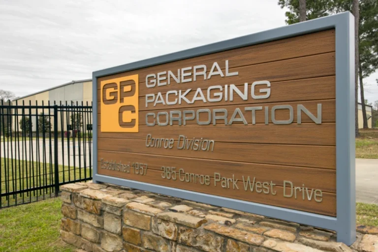 General Packaging Corporation Conroe Texas Location Sign.