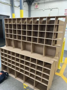 Custom pigeon hole packaging inserts engineered from corrugated materials